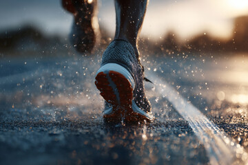 Minimalist Close-Up of Runner’s Shoes in Motion with Dynamic Blur