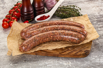 Raw beef and lamb sausages