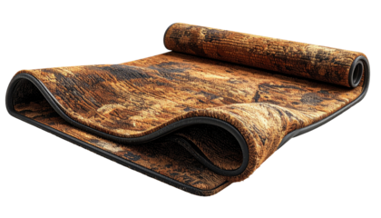 Rolled carpet, rich brown tones