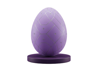 Isolated Futuristic Egg in Purple with Gray Lines on Pedestal Decoration Object Design