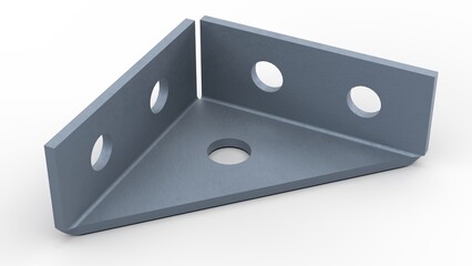 Triangular Sheet Metal Plate. Isolated. White background. 3D render