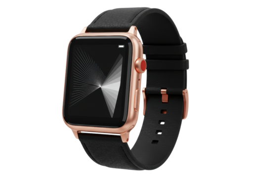 Isolated smart watch with black band offers convenience and connectivity for daily use