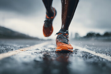 Minimalist Close-Up of Runner’s Shoes in Motion with Dynamic Blur