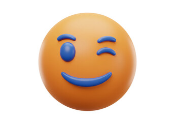 Fototapeta premium Isolated Cheerful Smiley Face with One Open Eye and a Closed Eye with a Smile