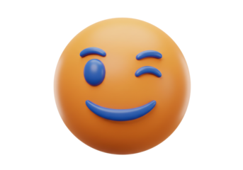 Isolated Cheerful Smiley Face with One Open Eye and a Closed Eye with a Smile