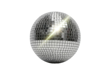 Isolated disco ball gleaming with light, dance party decoration, celebratory sphere