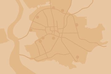 Monochromatic City Map Outline on Beige map of Background urban street