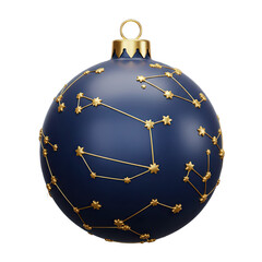 3D Rendered Elegant Dark Blue Christmas Ornament with Gold Constellation and Stars on Blurred Background for Holiday Celebration Festive Cheer