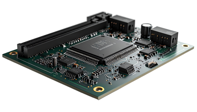 Computer circuit board angled view