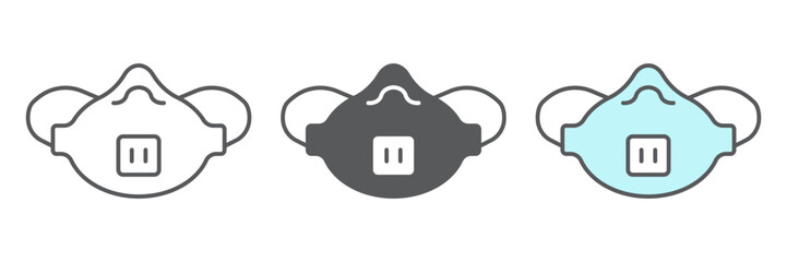 Medical respirator mask line icon, medical and protection, respirator sign, vector graphics, a linear icon on a white background, eps 10.