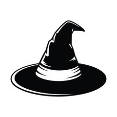 Classic black witch hat with white band