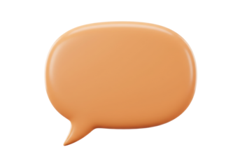 Isolated conversation bubble with orange skin in a blank dialog cloud for communication