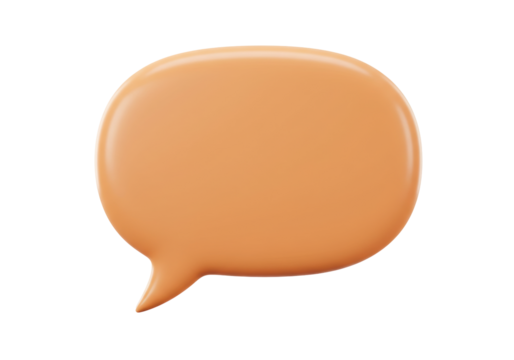 Isolated conversation bubble with orange skin in a blank dialog cloud for communication