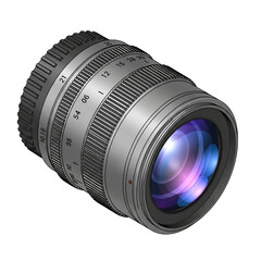 Fototapeta premium Close up of a professional camera lens with reflective elements