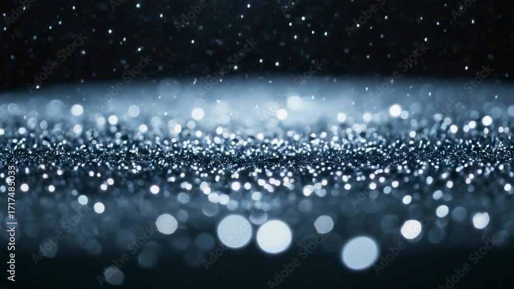 Poster black background with numerous white dots, perfect for representing data visualization or abstract c
