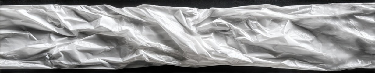 Obraz premium Wrinkled, light gray, plastic sheet on a dark background