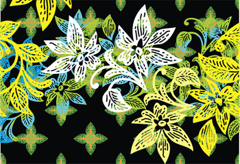 Indonesian batik motifs with very distinctive plant patterns