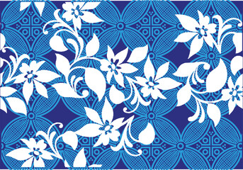 Indonesian batik motifs with very distinctive plant patterns