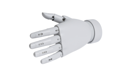 Futuristic Robotic Exoskeleton Glove Isolated on transparent background