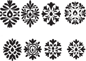 Black floral ornaments white pattern