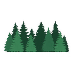 Obraz premium Green evergreen fir pine spruce trees treeline isolated on white and transparent background