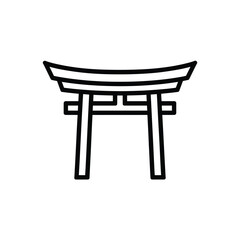 Simple outline drawing of a traditional japanese torii gate