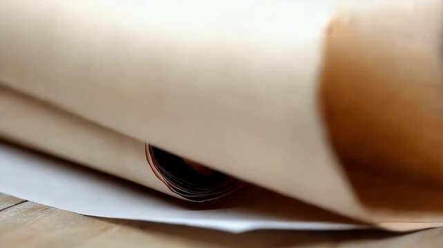 Red Heart in Parchment Scroll on Wooden Surface