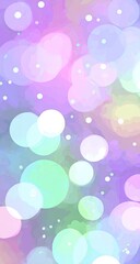 Obraz premium Pastel bokeh vertical background. Soft, blurred circles of light in a mix of lavender, mint, and rose