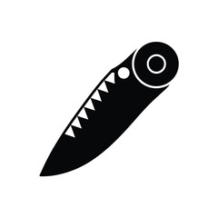 Black silhouette of a serrated folding knife blade