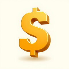 Minimal 3D Dollar Coin Icon in Pastel Gold.