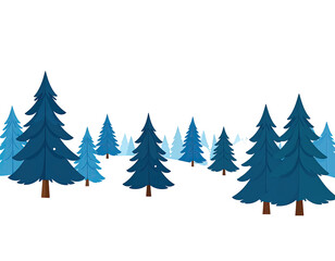 Obraz premium A stylized forest of blue-toned Christmas trees