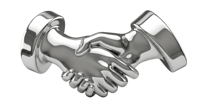 Silver Handshake Icon Symbolizing Cooperation and Agreement for Business and Partnership