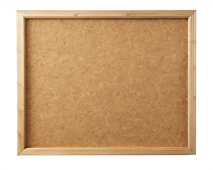 Empty Cork Bulletin Board With Wooden Frame blank isolated on a transparent background