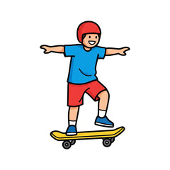Fototapeta premium Child skateboarder illustration