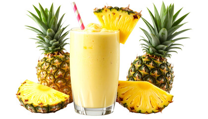 Pineapple Shake PNG, Transparent Background, Tropical Fruit Milkshake, Fresh Pineapple Drink, Creamy Pineapple Smoothie, Summer Beverage PNG, Sweet Yellow Shake Illustration, Refreshing Cold Drink