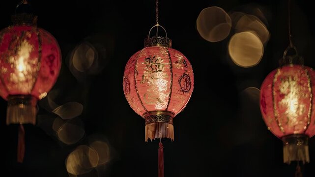 Slow-motion video of a glowing Chinese lantern for Lunar New Year.