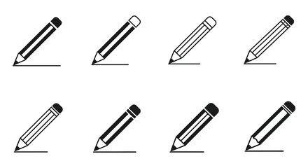 Arrangement of pencils drawing lines in a simple black and white illustration