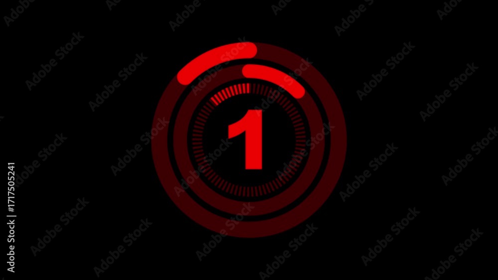 Leinwandbilder 10 seconds countdown timer on a black background. 10 to 0, seconds circle countdown timer animation 