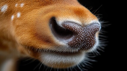Close-Up of a Reindeer's Nose with Moisture Detail and Texture