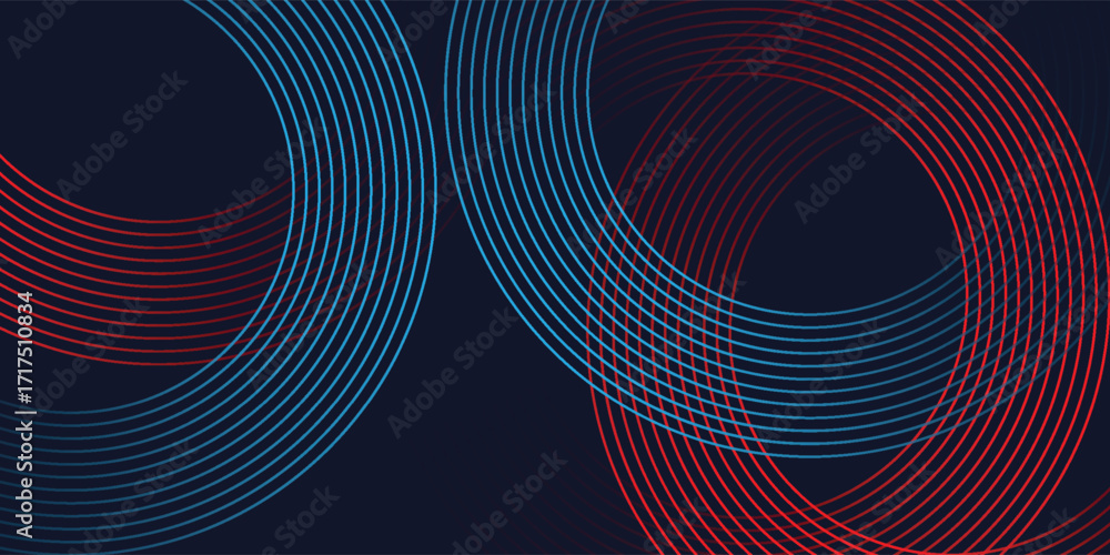 Aufkleber abstract blue red gradient background with glowing geometric lines. modern shiny circle line pattern