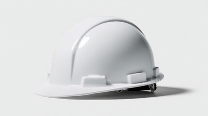 Fototapeta premium clean white construction hard hat is displayed on a light background, symbolizing safety, professionalism, and protection in industrial and building environments