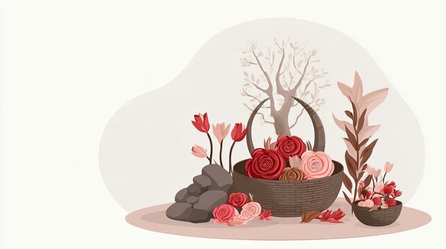 Decorative Basket of Flowers for Phool Dei Festival