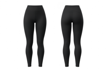 Stylish Black Leggings for Women: Front and Back Views on a Dark Background