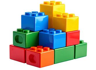 Fototapeta premium PNG of colorful building blocks toy, isolated on transparent background, stock photo