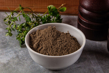 Ground dry black pepper powder