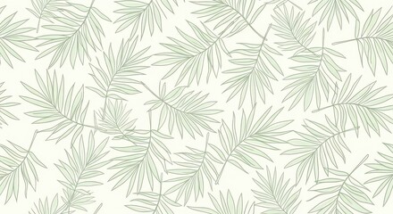 Light Green Tropical Palm Leaf Pattern Seamless Background
