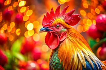 Festive Rooster Portrait: Year of the Rooster Greeting Card Image