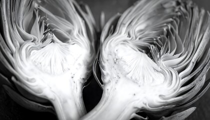 Close Up of Two Artichoke Hearts.