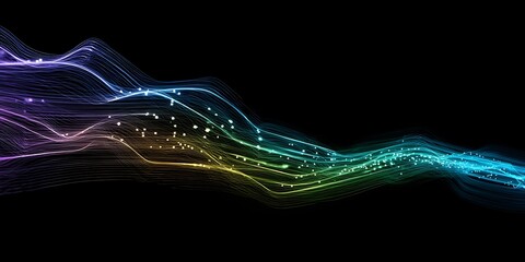 Colorful light trails dance across a dark canvas, creating a mesmerizing display of energy and movement, a vibrant abstract design