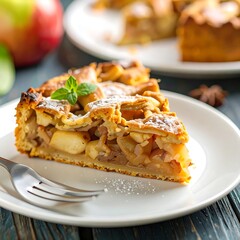 Slice of apple pie on a plate